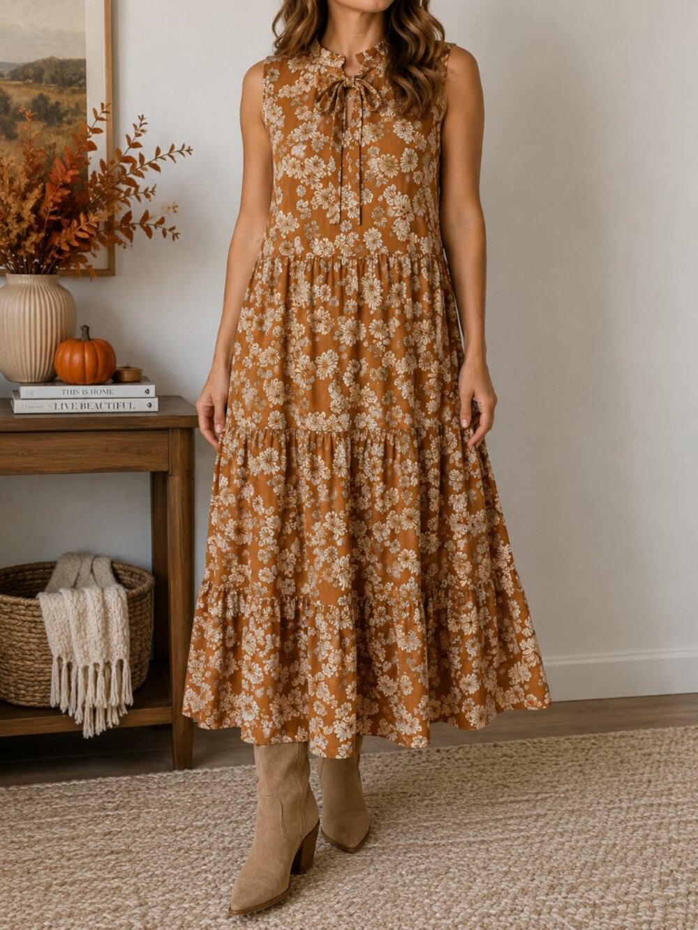 Paul & Joe x Uniqlo Floral Tiered Maxi Dress XL Boho Cottagecore Fall